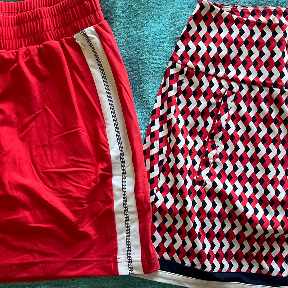 Red and Patterned Skorts